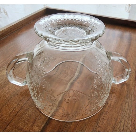 Hazel Atlas Florentine 1 Clear Sugar Creamer Set vintage Depression Glass poppy - Picture 8 of 10